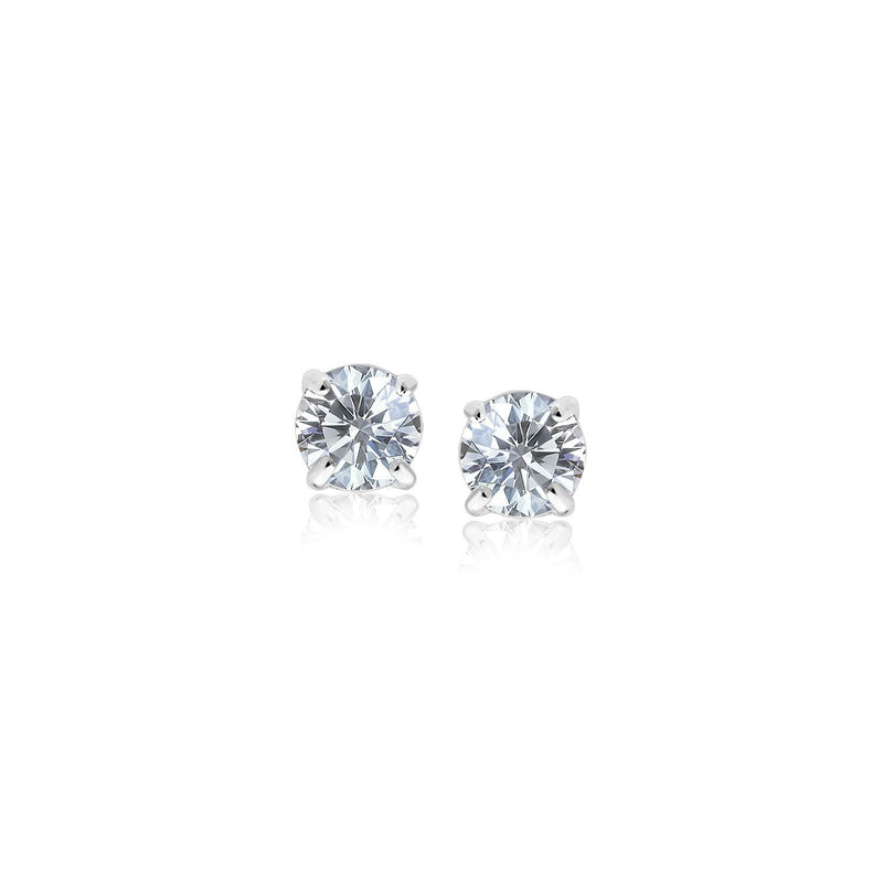 Bids.com 14k White Gold 3mm Faceted White Cubic Zirconia Stud Earrings Earrings White Smoke White Gold