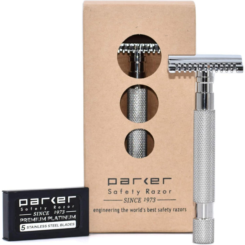 Parker Parker 68S Stainless Steel Handle Open Comb Head Safety Razor Safety Razor Tan
