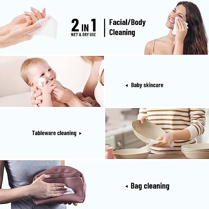 AsiaBeautyMall ITO Disposable Face Towel - 100% Cotton Facial Towel White Smoke