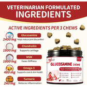 Nature Target Chicken Flavor Glucosamine Chews for Dogs & Cats, 120 Soft Chews Pet Vitamins Supplements White Smoke