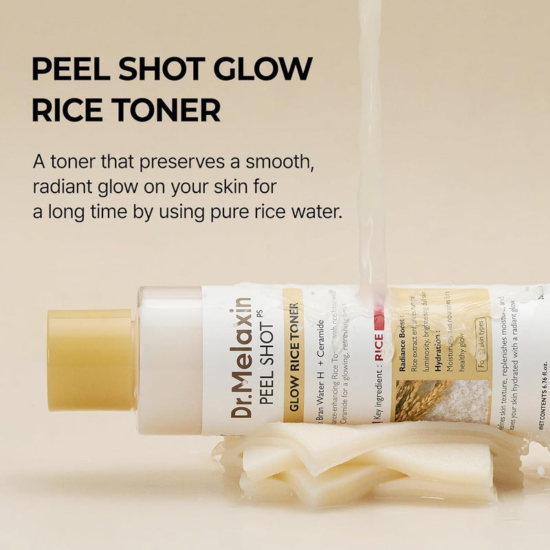 AsiaBeautyMall Dr. Melaxin Peel Shot Glow White Rice Toner Toner Lotion Light Gray