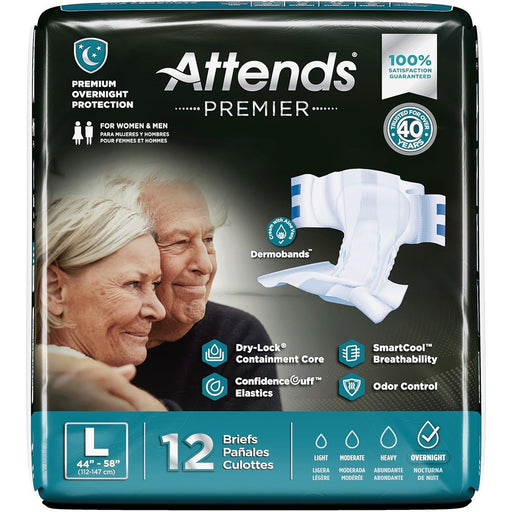 Attends Attends Premier Adult Disposable SmartCool® Briefs L 44-58" 12x Health Care Black