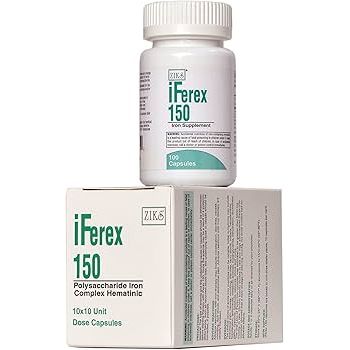 Ziks Iferex 150™ Iron Supplement - 150 mg Elemental Iron - 100 Capsules (10x10 Blister) Vitamins & Supplements White Smoke