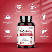 Nature Target CoQ10 + PQQ + L-Carnitine, 400mg, 120 Softgels CoQ10 Maroon