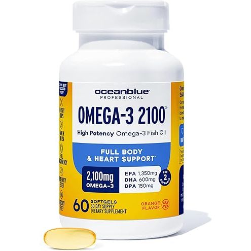 Ocean Blue Ocean Blue Professional 2100 Omega-3 Minis – 2100mg Fish Oil, Orange Flavor Vitamins & Supplements White Smoke