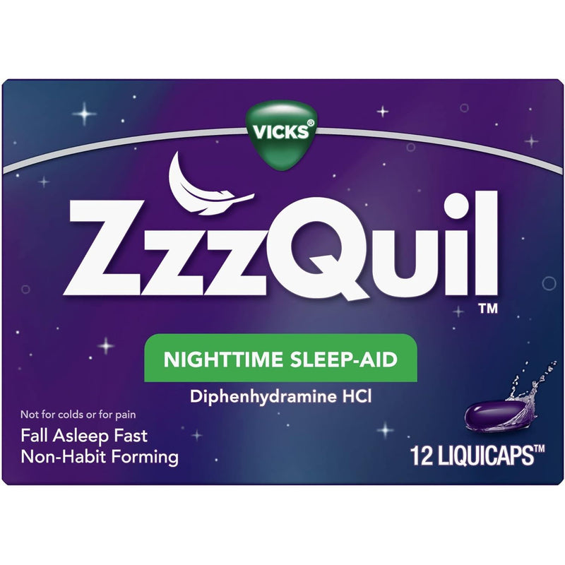Vicks ZzzQuil Night Time Sleep Aid Liquicaps - 12 per Pack Vitamins & Supplements Midnight Blue