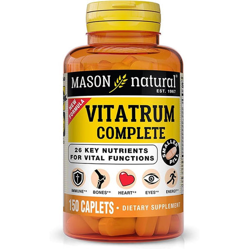Mason Natural Mason Natural Vitatrum Complete Multivitamin-Multimineral Supports Immune Bones Heart Eyes And Energy Health 150 Caplets Vitamins & Supplements White Smoke