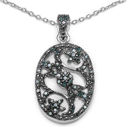 Bids.com 0.28 Carat Genuine Blue Diamond .925 Sterling Silver Pandent Pendants White Smoke