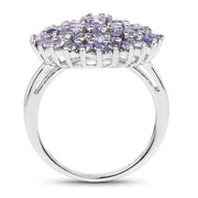 Bids.com 2.52 Carat Genuine Tanzanite .925 Sterling Silver Ring Rings White Smoke size 7.00,size 6.00,size 8.00,size 9.00,size 5.00
