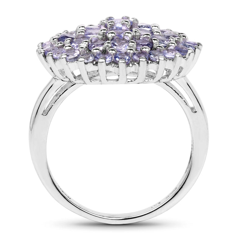 Bids.com 2.52 Carat Genuine Tanzanite .925 Sterling Silver Ring Rings White Smoke size 7.00,size 6.00,size 8.00,size 9.00,size 5.00
