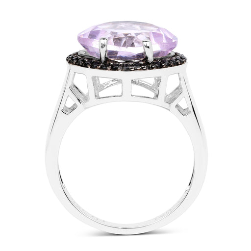 Bids.com 5.50 Carat Genuine Pink Amethyst & Black Spinel .925 Sterling Silver Ring Rings White Smoke size 8.00,size 5.00,size 6.00,size 7.00,size 9.00,size 10.00