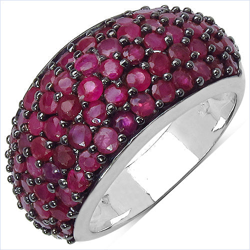 Bids.com 3.58 Carat Genuine Ruby & White Diamond .925 Sterling Silver Ring Rings White Smoke size 7.00,size 6.00,size 8.00,size 9.00