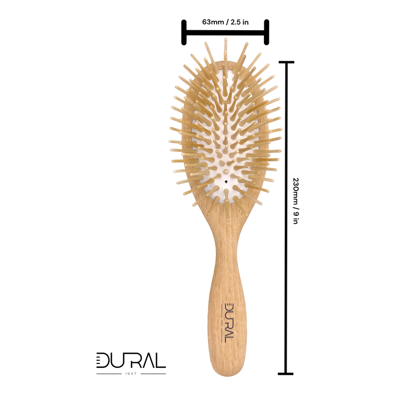 Dural Dural Cushion Brush with Extra Long Wooden Pins Hair Brush Tan
