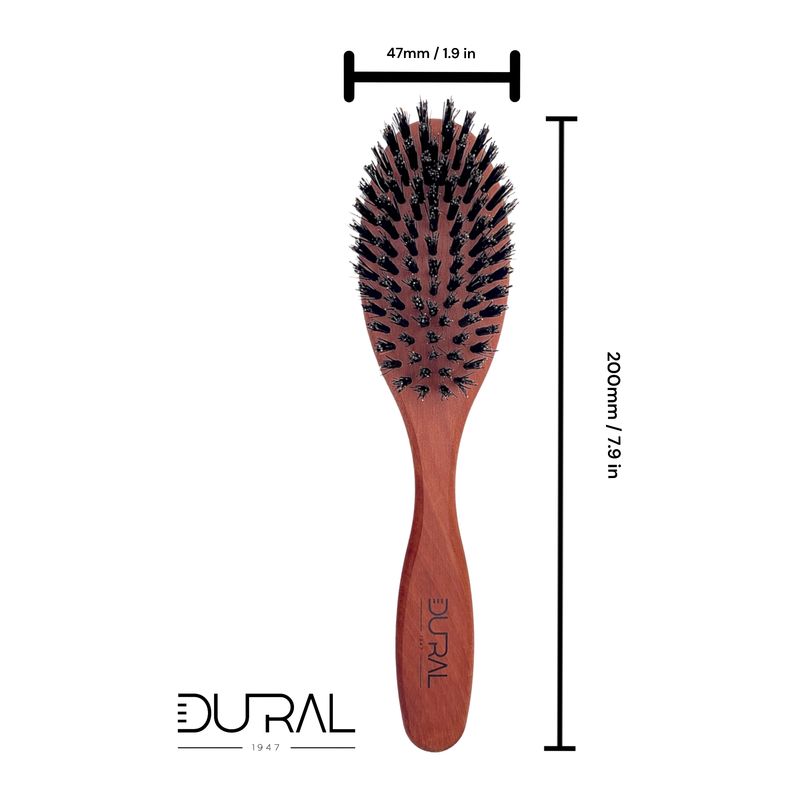 Dural Dural Hair Brush 7 Rows Oiled Pear Wood Pure Wild Boar Bristles Hair Brush Sienna