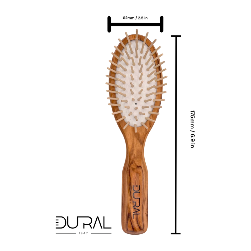 Dural Dural Olive Wood Rubber Cushion Hair Brush with Wooden Pins Hair Brush Sienna