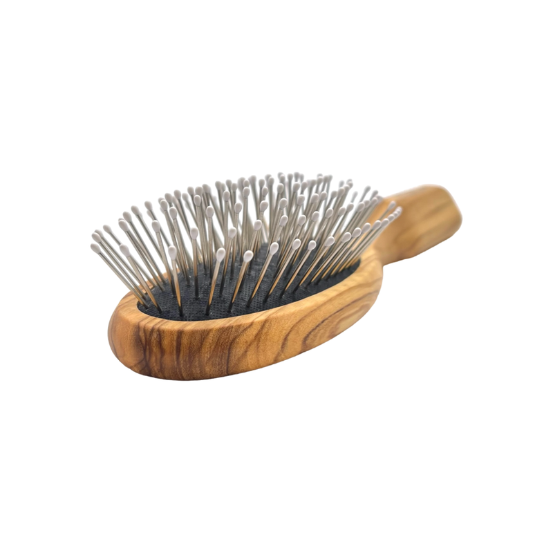 Dural Dural Olive wood hair brush with rubber cushion, steel pins with ball tips Hair Brush Rosy Brown