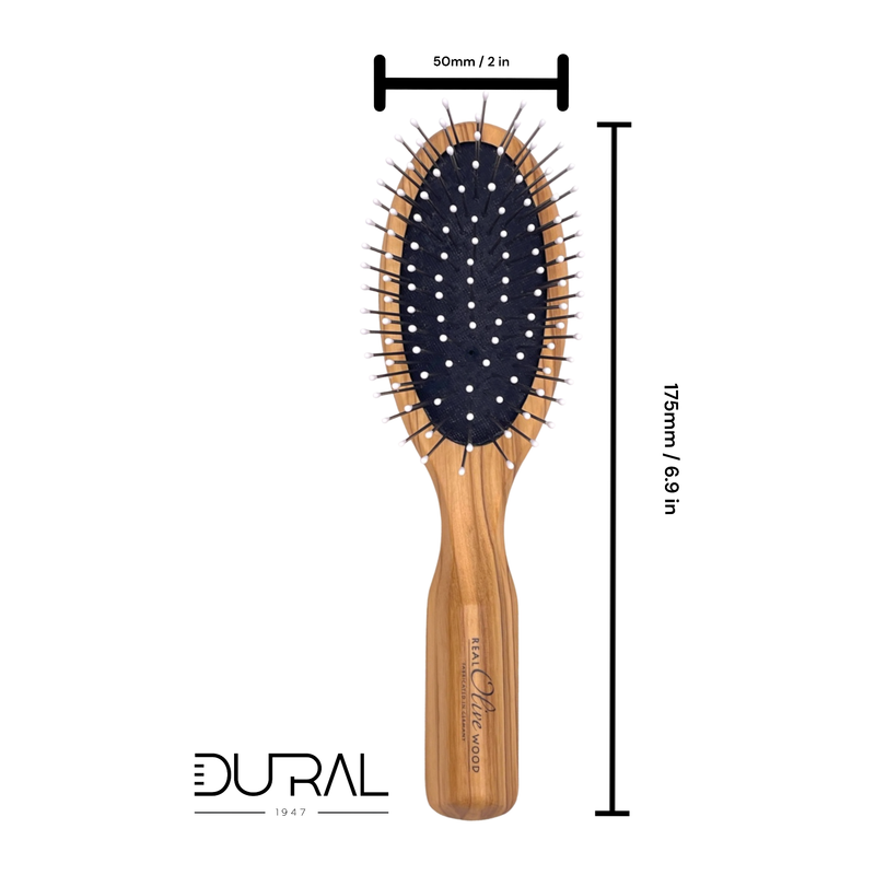 Dural Dural Olive wood hair brush with rubber cushion, steel pins with ball tips Hair Brush Black