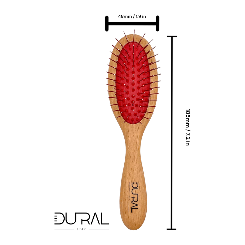 Dural Dural Hair Brush Beech Wood Oiled Steel pins without ball tips Hair Brush Dark Salmon