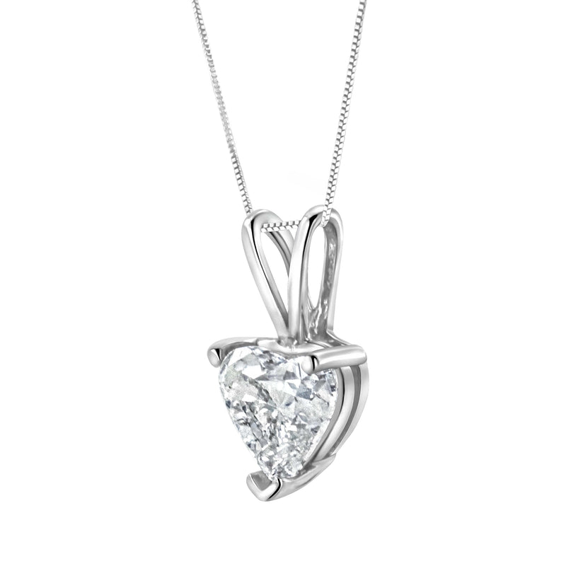 Bids.com 14K White Gold 3/8 Cttw Heart-Shaped Diamond Classic Solitaire 18" Pendant Necklace (H-I Color, VS2-SI1 Clarity) Necklaces White Smoke White.Gold / 18 / 0.4,White.Gold / 18 / 0.5,White.Gold / 18 / 0.25