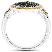 Bids.com 0.44 Carat Genuine Green Diamond and Yellow Diamond .925 Sterling Silver Ring Rings White Smoke size 8.00,size 6.00,size 7.00,size 9.00