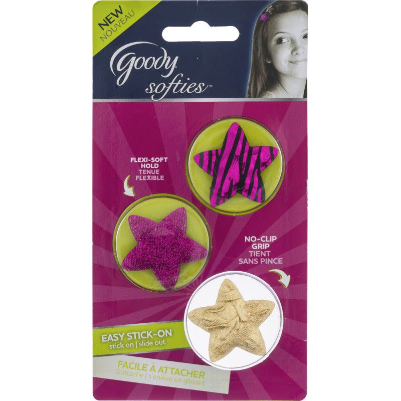 Goody Goody Softies Velcro Barrette Star 2Ct 060 Desc Hair Styling Products Maroon