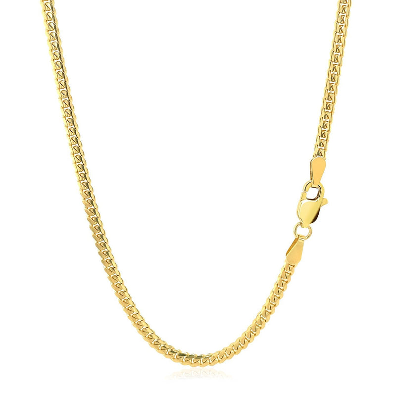 Bids.com 2.6mm 14k Yellow Gold Classic Solid Miami Cuban Chain Necklaces White Smoke 18 / Yellow Gold,20 / Yellow Gold,22 / Yellow Gold,24 / Yellow Gold