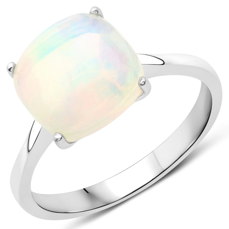 Bids.com 2.90 Carat Genuine Ethiopian Opal .925 Sterling Silver Ring Rings White Smoke size 7.00,size 6.00,size 8.00,size 9.00