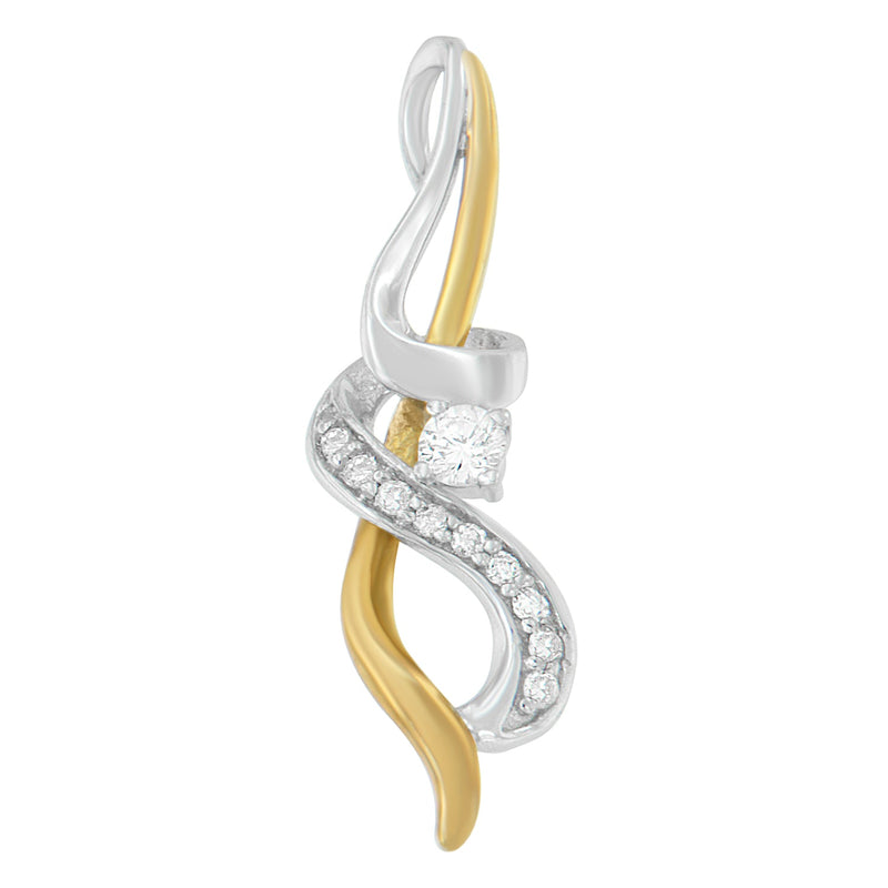 Bids.com Espira 10K Two-tone Gold 1/5 cttw Diamond Intertwined Swirl Pendant Necklace (J-K, I1-I2) Necklaces White Smoke YellowWhite.Gold / 18