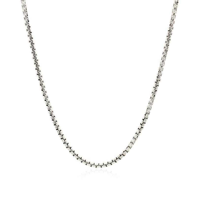 Bids.com 14k White Gold Round Box Chain 1.7mm Necklaces White Smoke 16 / White Gold,18 / White Gold,20 / White Gold,24 / White Gold