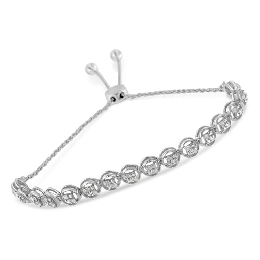 Bids.com .925 Sterling Silver 1/4 cttw Round-cut Diamond Bolo Bracelet (I-J Color, I3 Clarity) Bracelets White Smoke White.Sterling Silver / 7