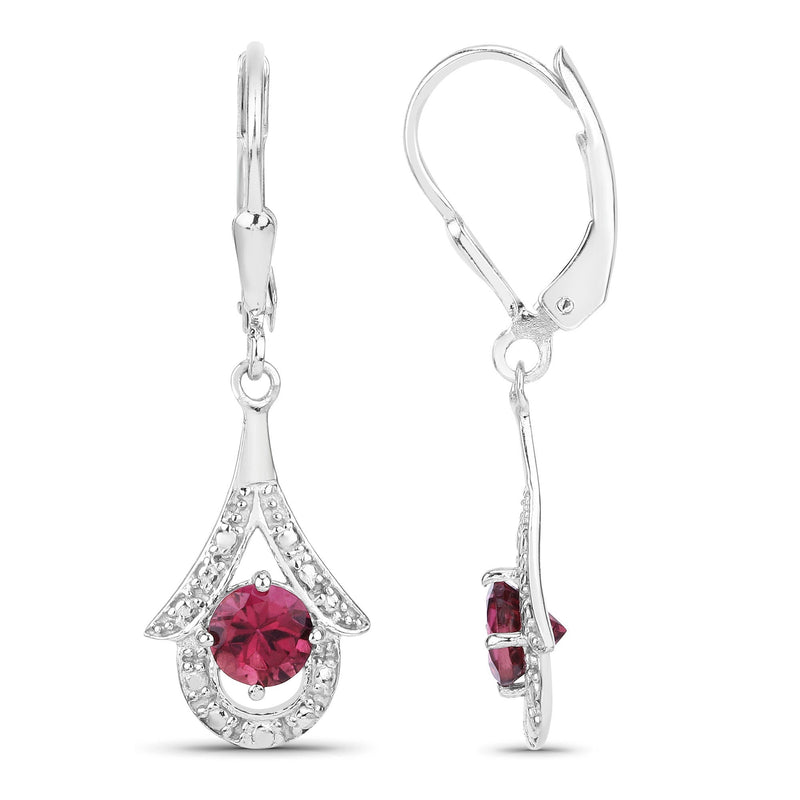 Bids.com 1.20 Carat Genuine Pink Tourmaline .925 Sterling Silver Earrings Earrings White Smoke