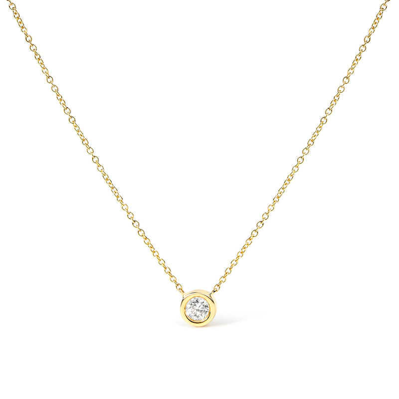 Bids.com 2 Micron 14K Rose Gold Plated Sterling Silver Bezel-Set Diamond Solitaire Pendant Necklace (1/3 cttw, H-I Color, I1-I2 Clarity) Necklaces White Smoke 18 / Rose.Sterling Silver,18 / White.Sterling Silver,18 / Yellow.Sterling Silver