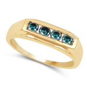 Bids.com 14K Yellow Gold Plated 0.48 Carat Genuine Blue Diamond .925 Sterling Silver Ring Rings White Smoke size 8.00,size 9.00,size 6.00,size 7.00,size 9.50,size 10.00