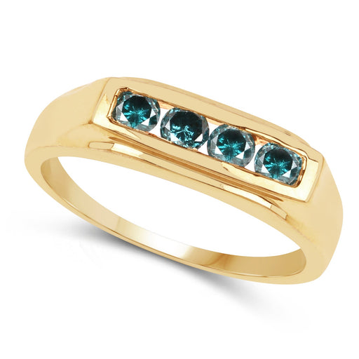 Bids.com 14K Yellow Gold Plated 0.48 Carat Genuine Blue Diamond .925 Sterling Silver Ring Rings White Smoke size 8.00,size 9.00,size 6.00,size 7.00,size 9.50,size 10.00