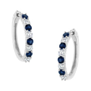 Bids.com 10K White Gold, Â½ Cttw Diamond, & Â½ Cttw Lab-Grown Blue Sapphire Leverback Hoop Earrings (H-I Color, I1-I2 Clarity) Earrings White Smoke White.Gold / 0.48,White.Gold / 0.49