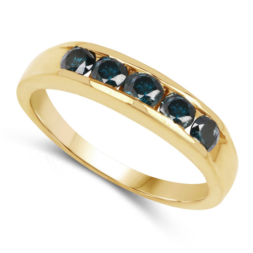 Bids.com 14K Yellow Gold Plated 0.80 Carat Genuine Blue Diamond .925 Sterling Silver Ring Rings White Smoke size 8.00,size 9.00,size 9.50,size 6.00,size 7.00