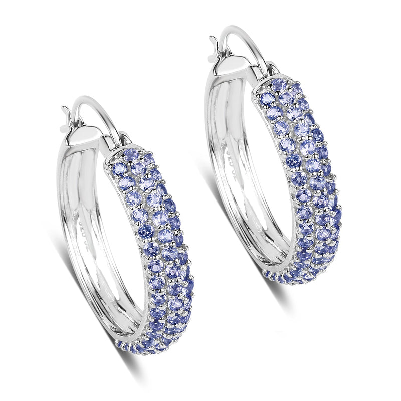 Bids.com 3.06 Carat Genuine Tanzanite .925 Sterling Silver Earrings Earrings White Smoke