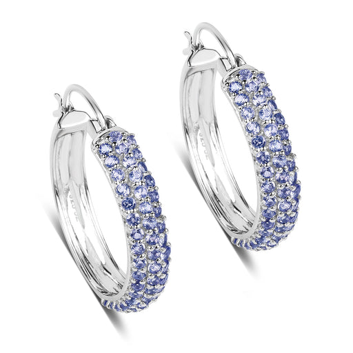 Bids.com 3.06 Carat Genuine Tanzanite .925 Sterling Silver Earrings Earrings White Smoke