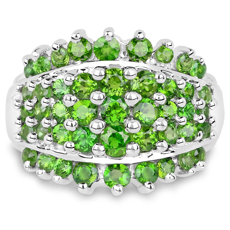 Bids.com 2.48 Carat Genuine Chrome Diopside .925 Sterling Silver Ring Rings White Smoke size 6.00,size 7.00,size 8.00,size 9.00