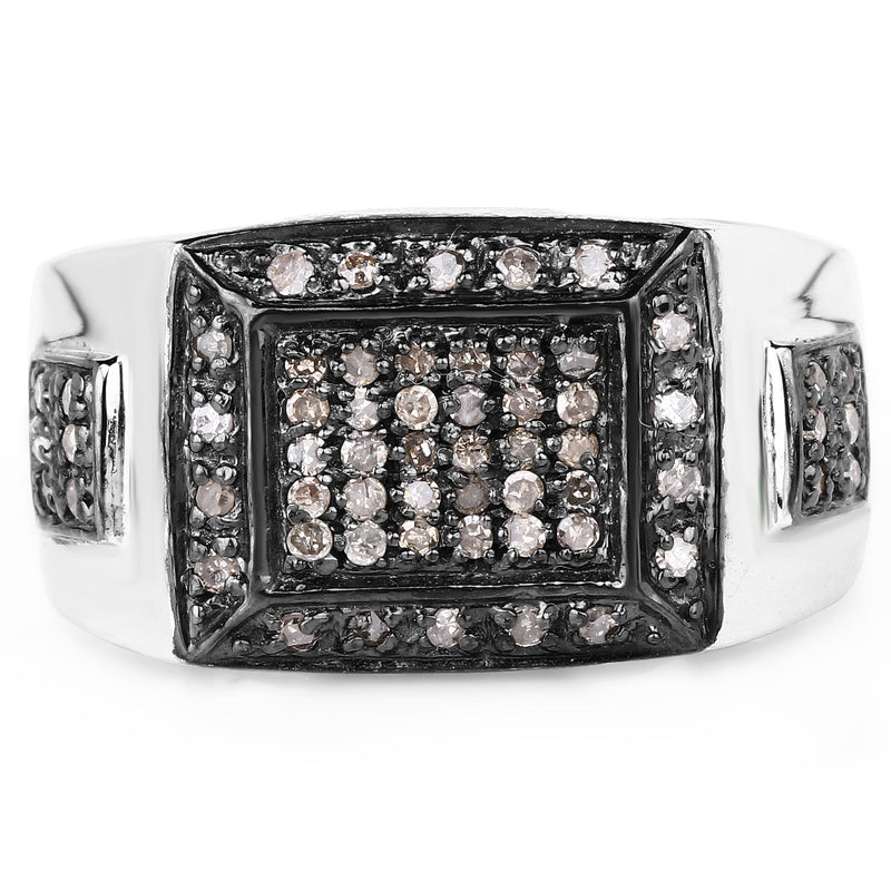 Bids.com 0.52 Carat Genuine Champagne Diamond .925 Sterling Silver Ring Rings White Smoke size 6.00,size 7.00,size 8.00,size 9.00