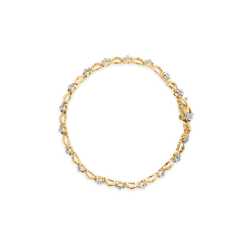 Bids.com 10k Yellow Gold 1.00 Cttw Round-Cut Diamond Floral S-Link 7.50" Bracelet (I-J Color, I2-I3 Clarity) Bracelets White Smoke Yellow.Gold / 7.5