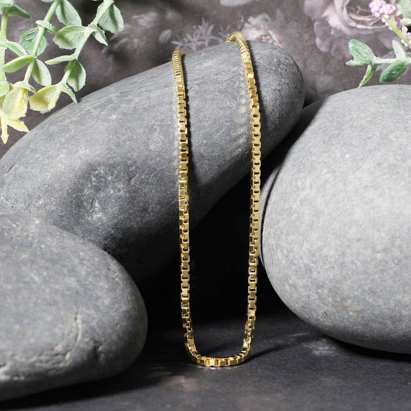 Bids.com 2.0mm 14k Yellow Gold Semi Solid Box Chain Necklaces Dark Gray 20 / Yellow Gold,22 / Yellow Gold,24 / Yellow Gold