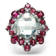 Bids.com 8.61 Carat Genuine Green Amethyst & Rhodolite .925 Sterling Silver Ring Rings White Smoke size 6.00,size 7.00,size 8.00,size 9.00,size 5.00,size 10.00