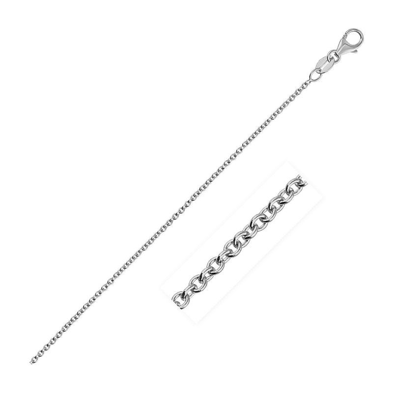 Bids.com 14k White Gold Round Cable Link Chain 1.3mm Necklaces White Smoke 16 / White Gold,18 / White Gold