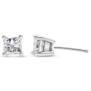 Bids.com AGS Certified 2/5 Cttw Princess Cut Diamond 14K White Gold 4-Prong Solitaire Square Stud Earrings (L-M Color, I1-I2 Clarity) Earrings White Smoke White.Gold / 0.4