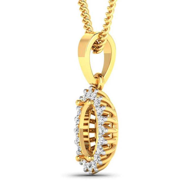 Bids.com 0.13 Carat Genuine White Diamond 14K Yellow Gold Semi Mount Pendant - holds 8x6mm Oval Gemstone Pendants White Smoke