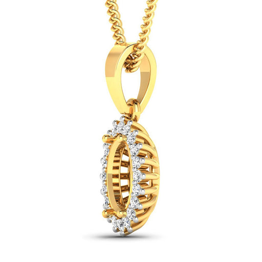 Bids.com 0.13 Carat Genuine White Diamond 14K Yellow Gold Semi Mount Pendant - holds 8x6mm Oval Gemstone Pendants White Smoke