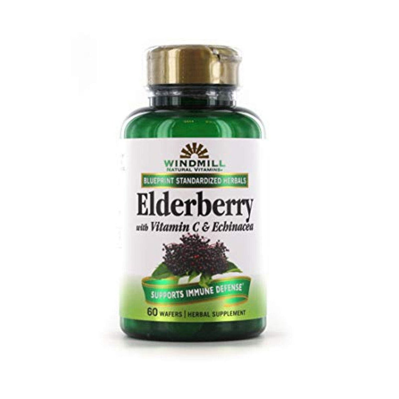 Windmill Elderberry with Vitamin C & Echinacea – Immune Support Wafers, 60 Count Vitamins & Supplements White Smoke