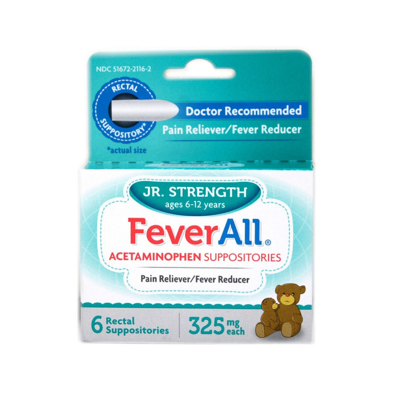 Feverall Feverall Fever All Jr. Strength Acetaminophen Suppositories 325 Mg Health Care White Smoke
