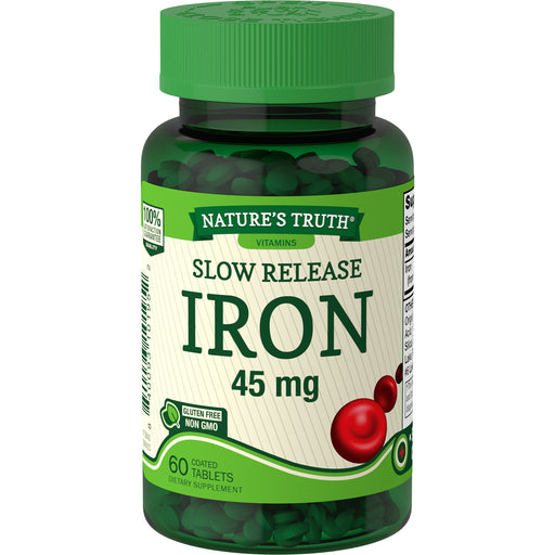 Nature's Truth Nature's Truth Slow Release Tablets 45 Mg Iron Vitamins & Supplements White Smoke